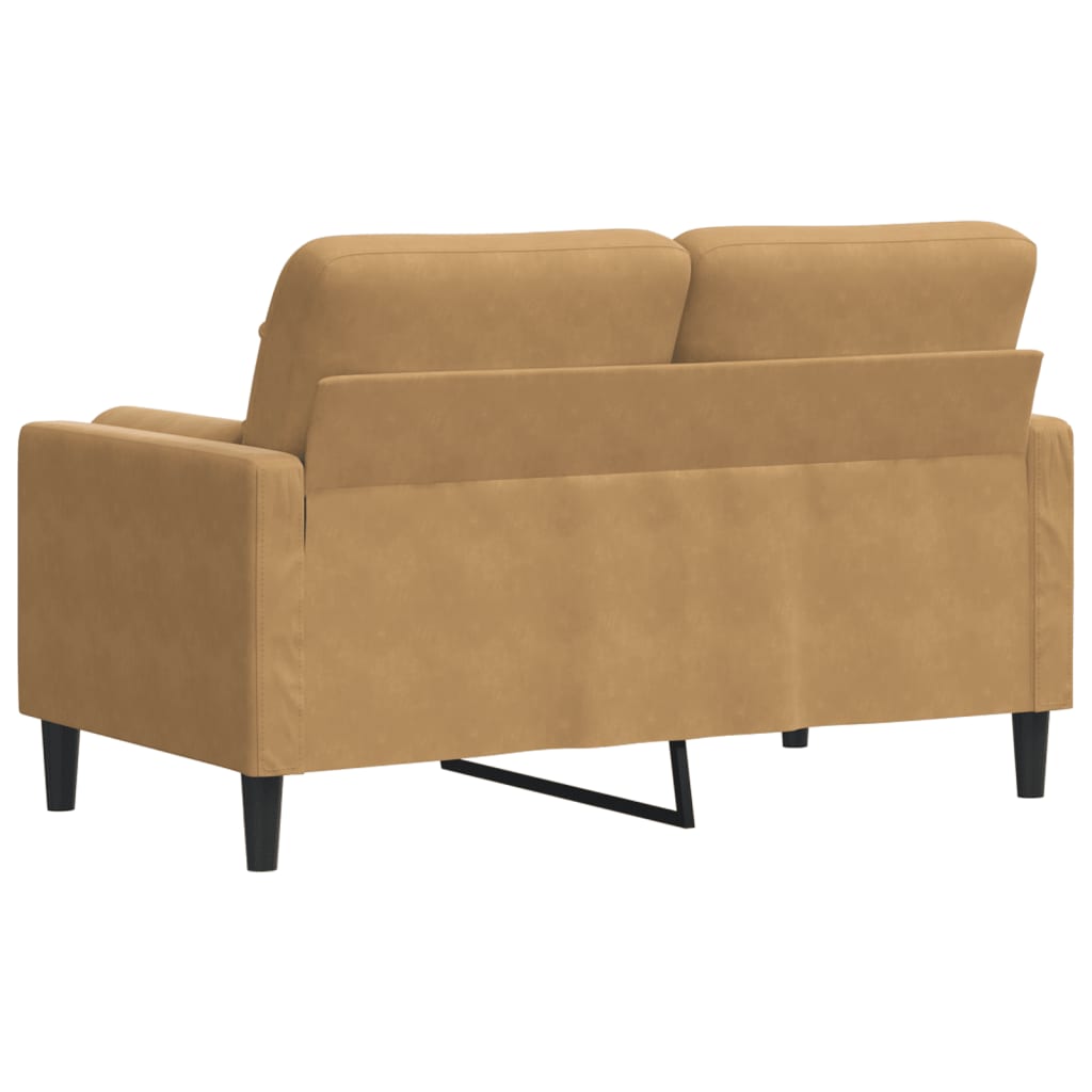 vidaXL Canapea cu 2 locuri cu pernuțe, maro, 120 cm, catifea vidaXL Canapea cu 2 locuri cu pernuțe, maro, 120 cm, catifea