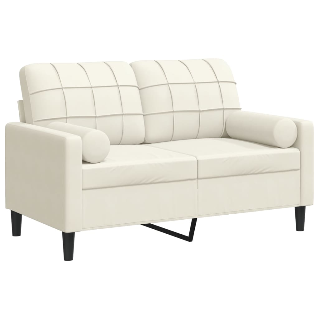 vidaXL Canapea cu 2 locuri cu pernuțe, crem, 120 cm, catifea vidaXL Canapea cu 2 locuri cu pernuțe, crem, 120 cm, catifea