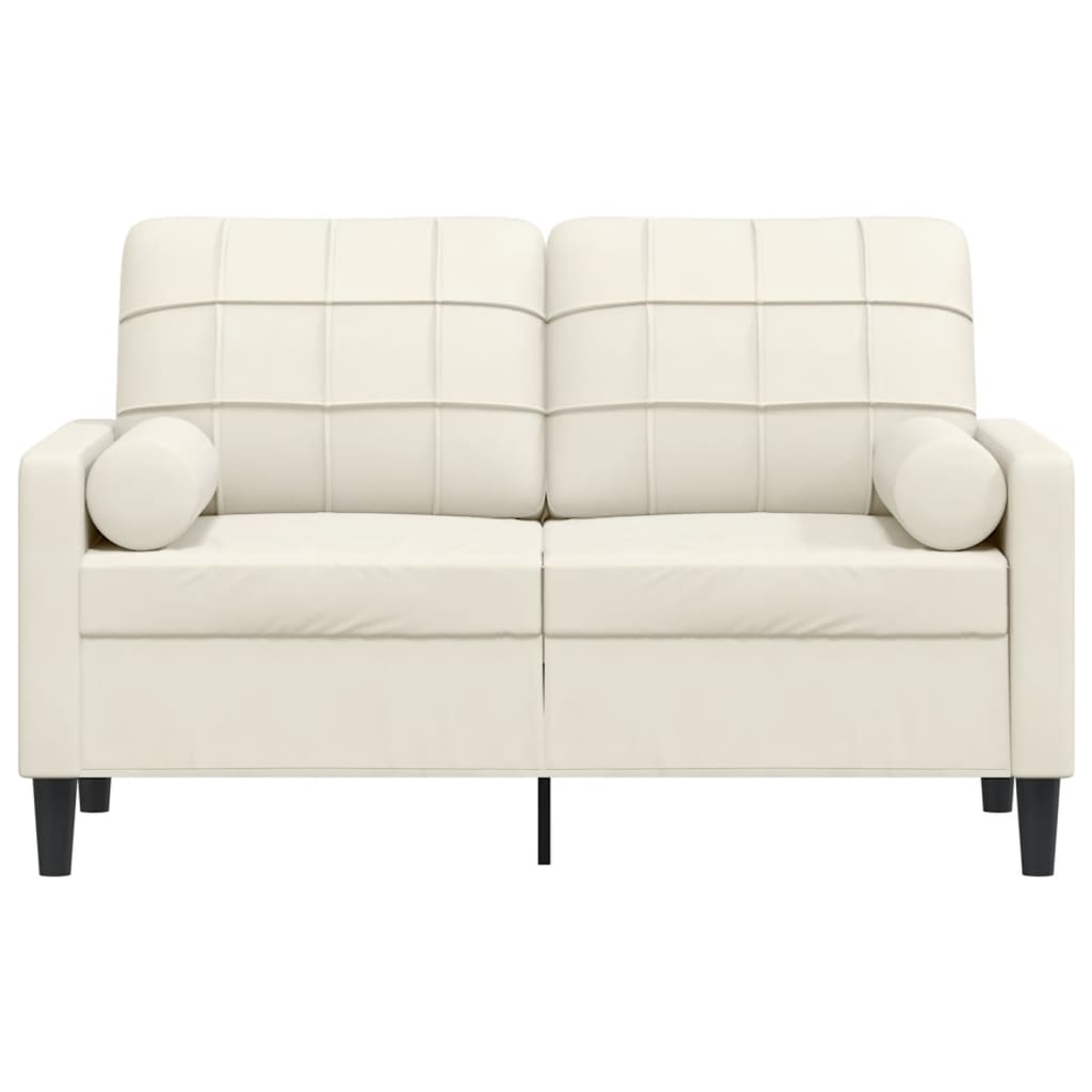 vidaXL Canapea cu 2 locuri cu pernuțe, crem, 120 cm, catifea vidaXL Canapea cu 2 locuri cu pernuțe, crem, 120 cm, catifea