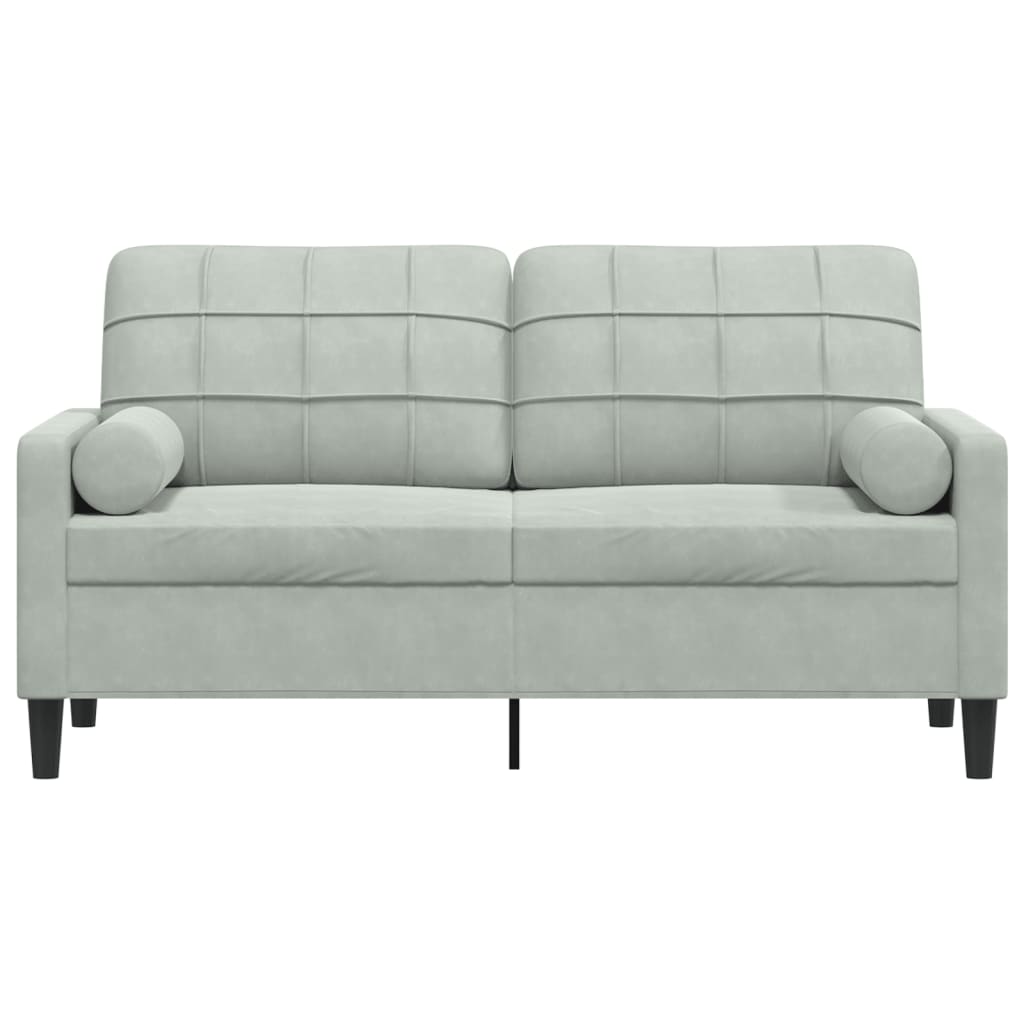 vidaXL Canapea cu 2 locuri cu pernuțe, gri deschis, 140 cm, catifea
