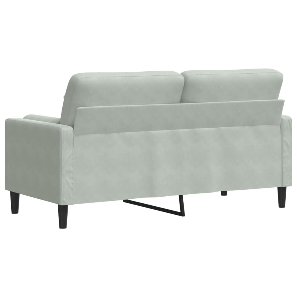 vidaXL Canapea cu 2 locuri cu pernuțe, gri deschis, 140 cm, catifea