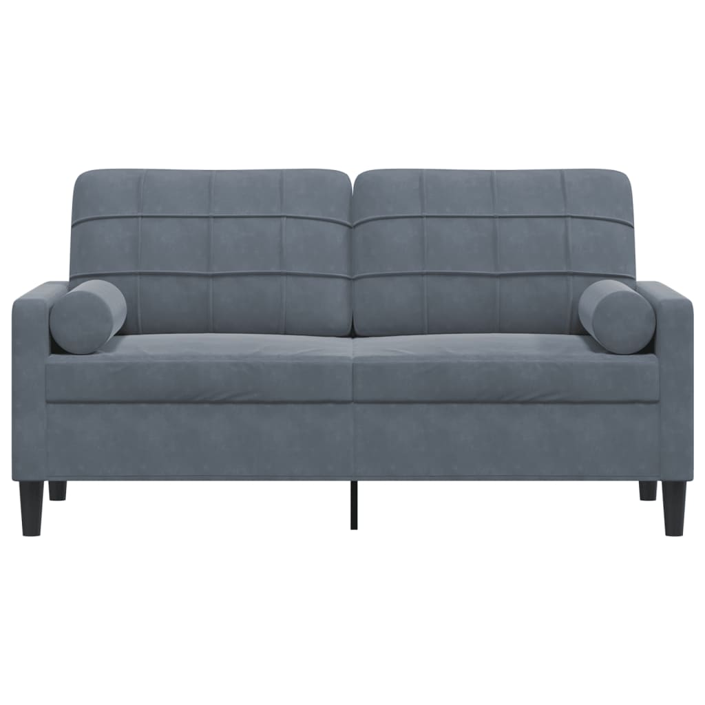vidaXL Canapea cu 2 locuri cu pernuțe, gri închis, 140 cm, catifea vidaXL Canapea cu 2 locuri cu pernuțe, gri închis, 140 cm, catifea