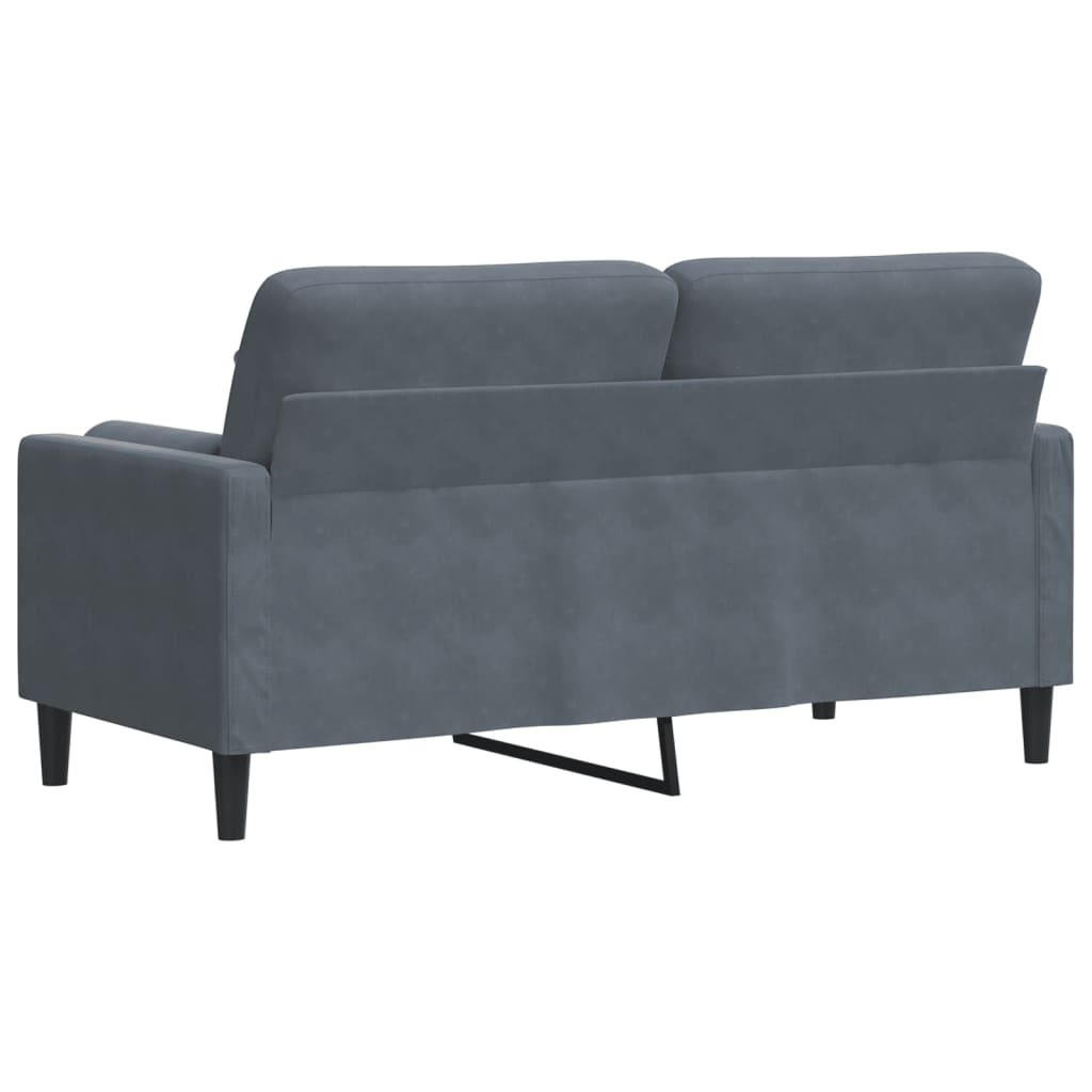 vidaXL Canapea cu 2 locuri cu pernuțe, gri închis, 140 cm, catifea vidaXL Canapea cu 2 locuri cu pernuțe, gri închis, 140 cm, catifea