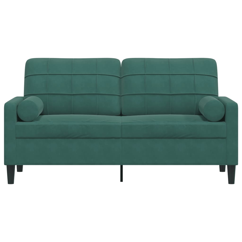 vidaXL Canapea cu 2 locuri cu pernuțe, verde închis, 140 cm, catifea