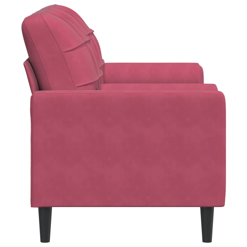 vidaXL Canapea cu 2 locuri cu pernuțe, roșu vin, 140 cm, catifea