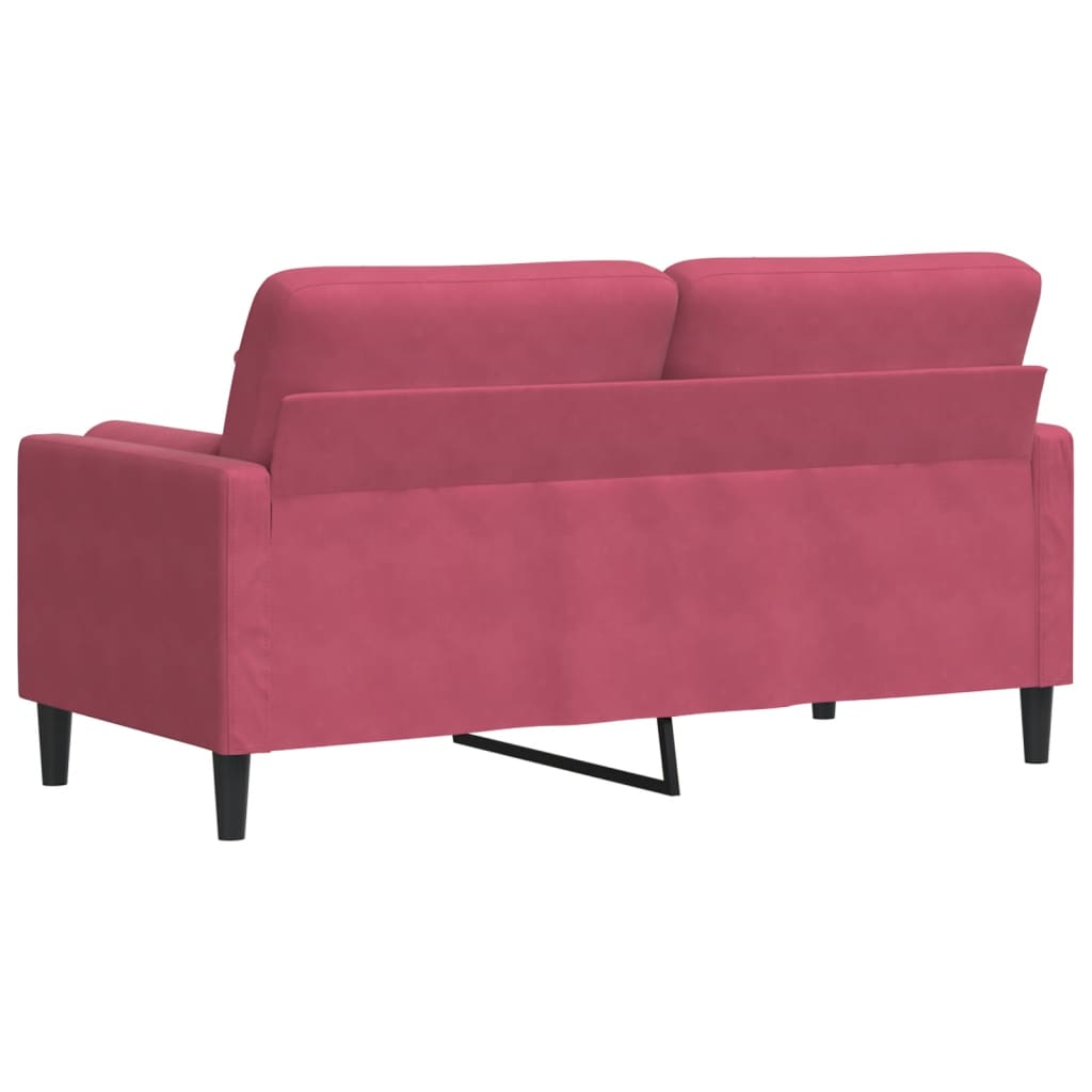 vidaXL Canapea cu 2 locuri cu pernuțe, roșu vin, 140 cm, catifea