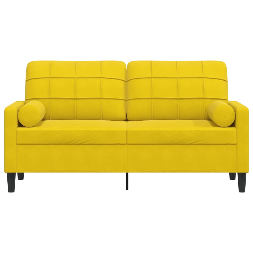 vidaXL Canapea cu 2 locuri cu pernuțe, galben, 140 cm, catifea vidaXL Canapea cu 2 locuri cu pernuțe, galben, 140 cm, catifea