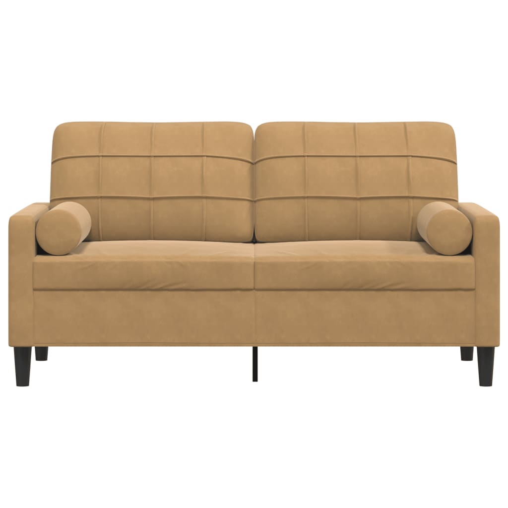 vidaXL Canapea cu 2 locuri cu pernuțe, maro, 140 cm, catifea vidaXL Canapea cu 2 locuri cu pernuțe, maro, 140 cm, catifea