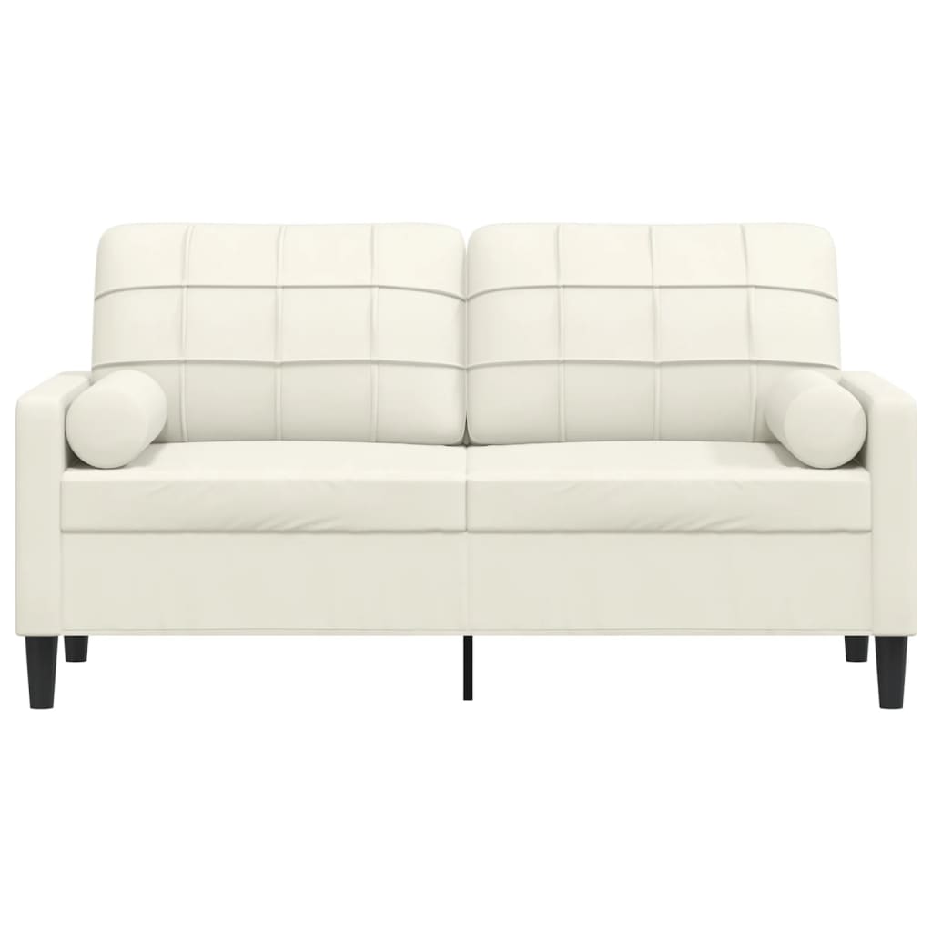 vidaXL Canapea cu 2 locuri cu pernuțe, crem, 140 cm, catifea vidaXL Canapea cu 2 locuri cu pernuțe, crem, 140 cm, catifea