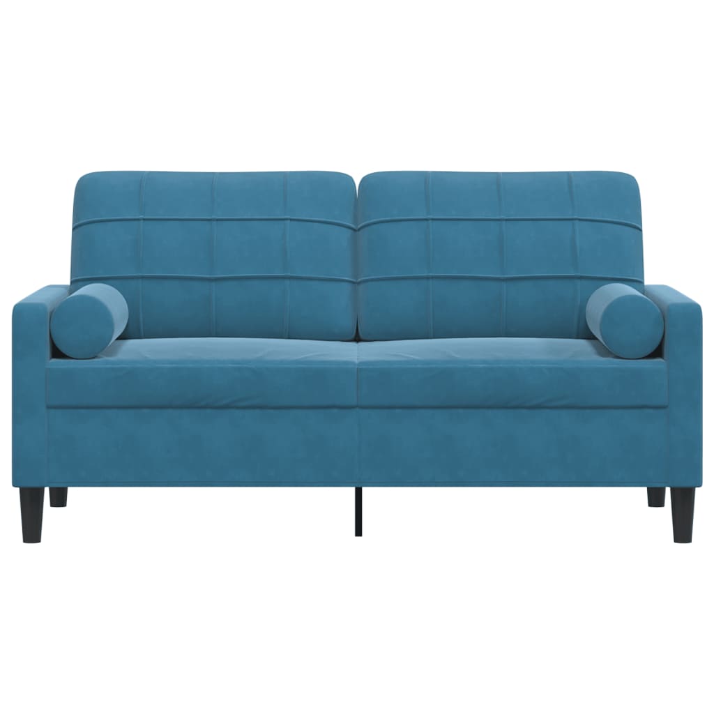 vidaXL Canapea cu 2 locuri cu pernuțe, albastru, 140 cm, catifea vidaXL Canapea cu 2 locuri cu pernuțe, albastru, 140 cm, catifea