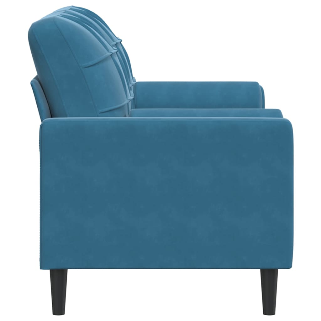 vidaXL Canapea cu 2 locuri cu pernuțe, albastru, 140 cm, catifea vidaXL Canapea cu 2 locuri cu pernuțe, albastru, 140 cm, catifea