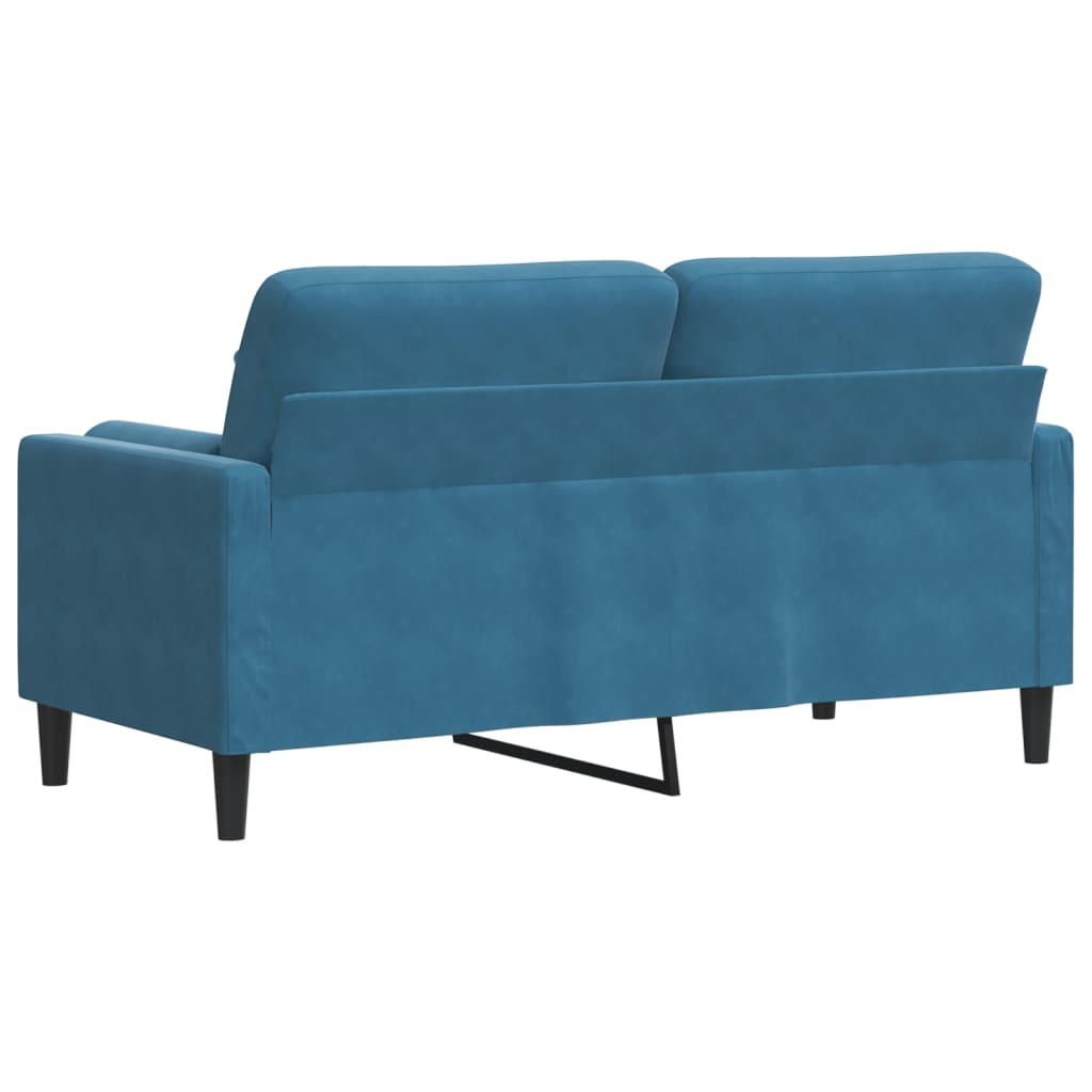 vidaXL Canapea cu 2 locuri cu pernuțe, albastru, 140 cm, catifea vidaXL Canapea cu 2 locuri cu pernuțe, albastru, 140 cm, catifea