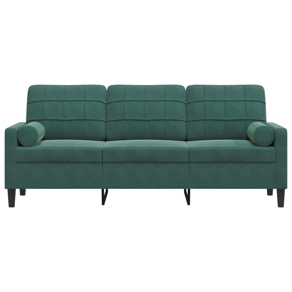 vidaXL Canapea cu 3 locuri cu pernuțe, verde închis, 180 cm, catifea vidaXL Canapea cu 3 locuri cu pernuțe, verde închis, 180 cm, catifea