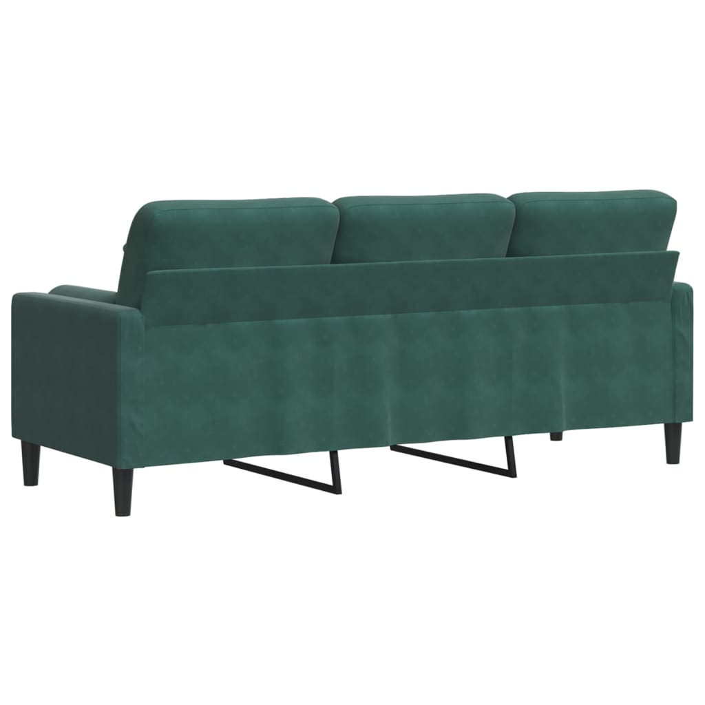 vidaXL Canapea cu 3 locuri cu pernuțe, verde închis, 180 cm, catifea vidaXL Canapea cu 3 locuri cu pernuțe, verde închis, 180 cm, catifea