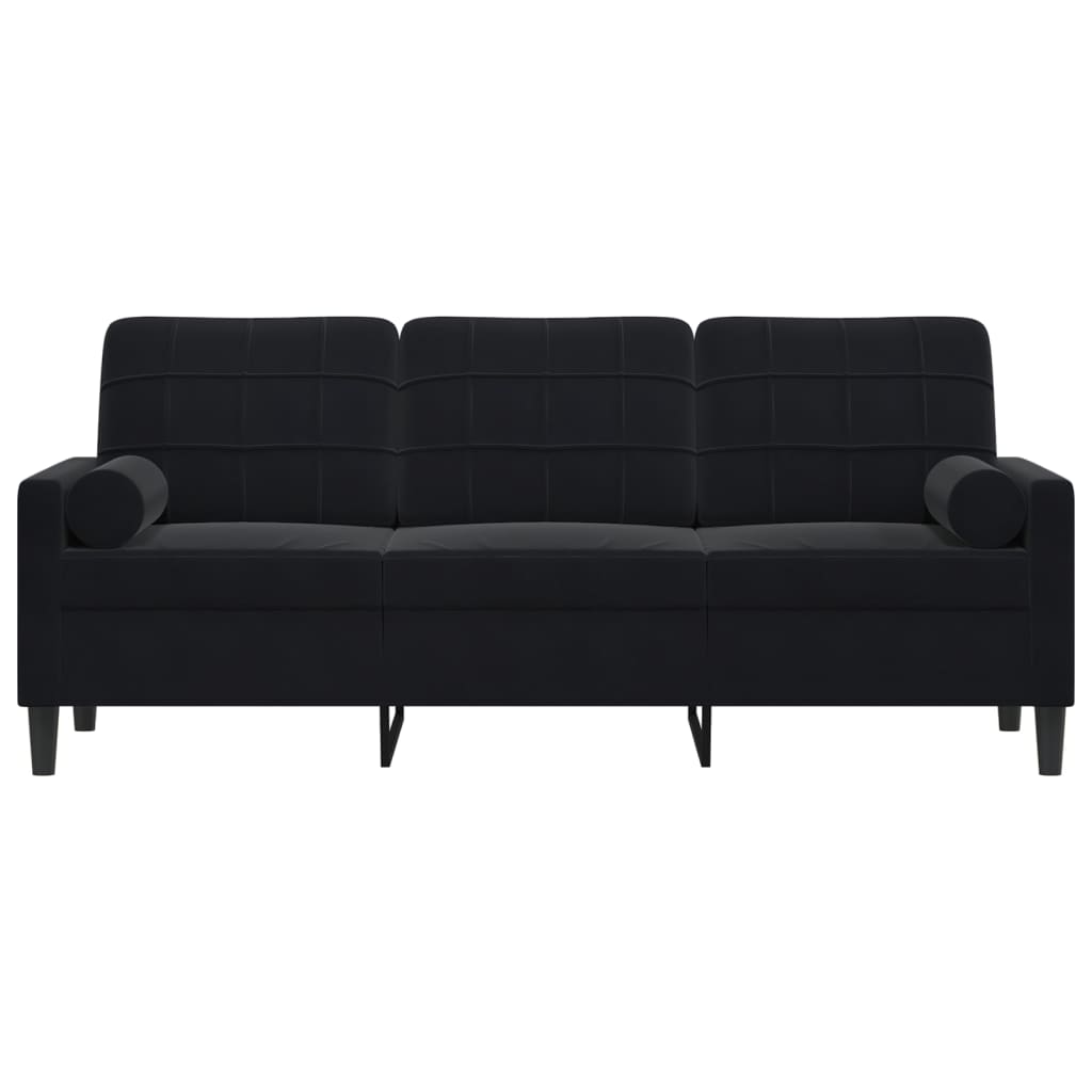 vidaXL Canapea cu 3 locuri cu pernuțe, negru, 180 cm, catifea vidaXL Canapea cu 3 locuri cu pernuțe, negru, 180 cm, catifea