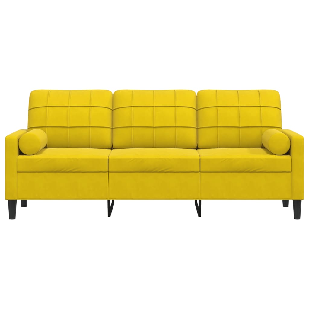 vidaXL Canapea cu 3 locuri cu pernuțe, galben, 180 cm, catifea vidaXL Canapea cu 3 locuri cu pernuțe, galben, 180 cm, catifea