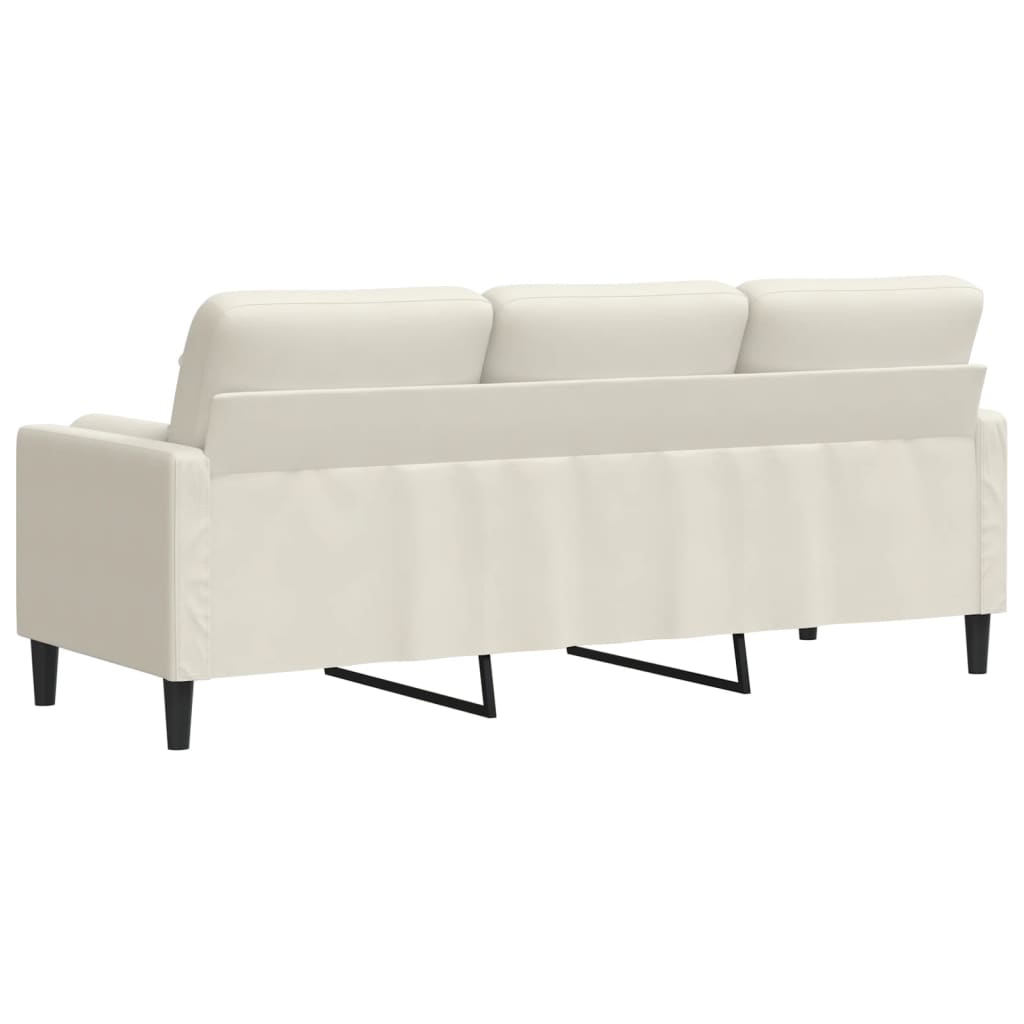 vidaXL Canapea cu 3 locuri cu pernuțe, crem, 180 cm, catifea