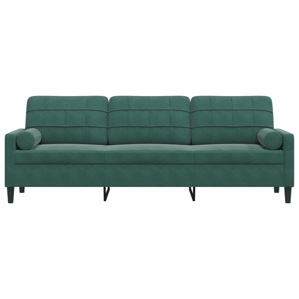 vidaXL Canapea cu 3 locuri cu pernuțe, verde închis, 210 cm, catifea vidaXL Canapea cu 3 locuri cu pernuțe, verde închis, 210 cm, catifea