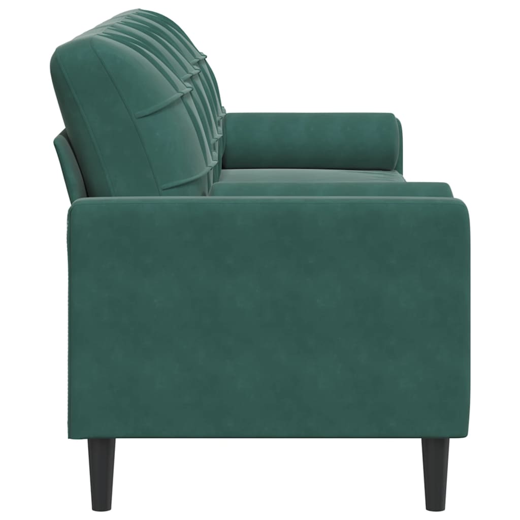 vidaXL Canapea cu 3 locuri cu pernuțe, verde închis, 210 cm, catifea vidaXL Canapea cu 3 locuri cu pernuțe, verde închis, 210 cm, catifea