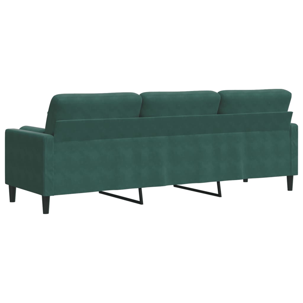 vidaXL Canapea cu 3 locuri cu pernuțe, verde închis, 210 cm, catifea vidaXL Canapea cu 3 locuri cu pernuțe, verde închis, 210 cm, catifea