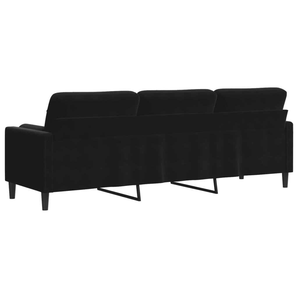 vidaXL Canapea cu 3 locuri cu pernuțe, negru, 210 cm, catifea vidaXL Canapea cu 3 locuri cu pernuțe, negru, 210 cm, catifea