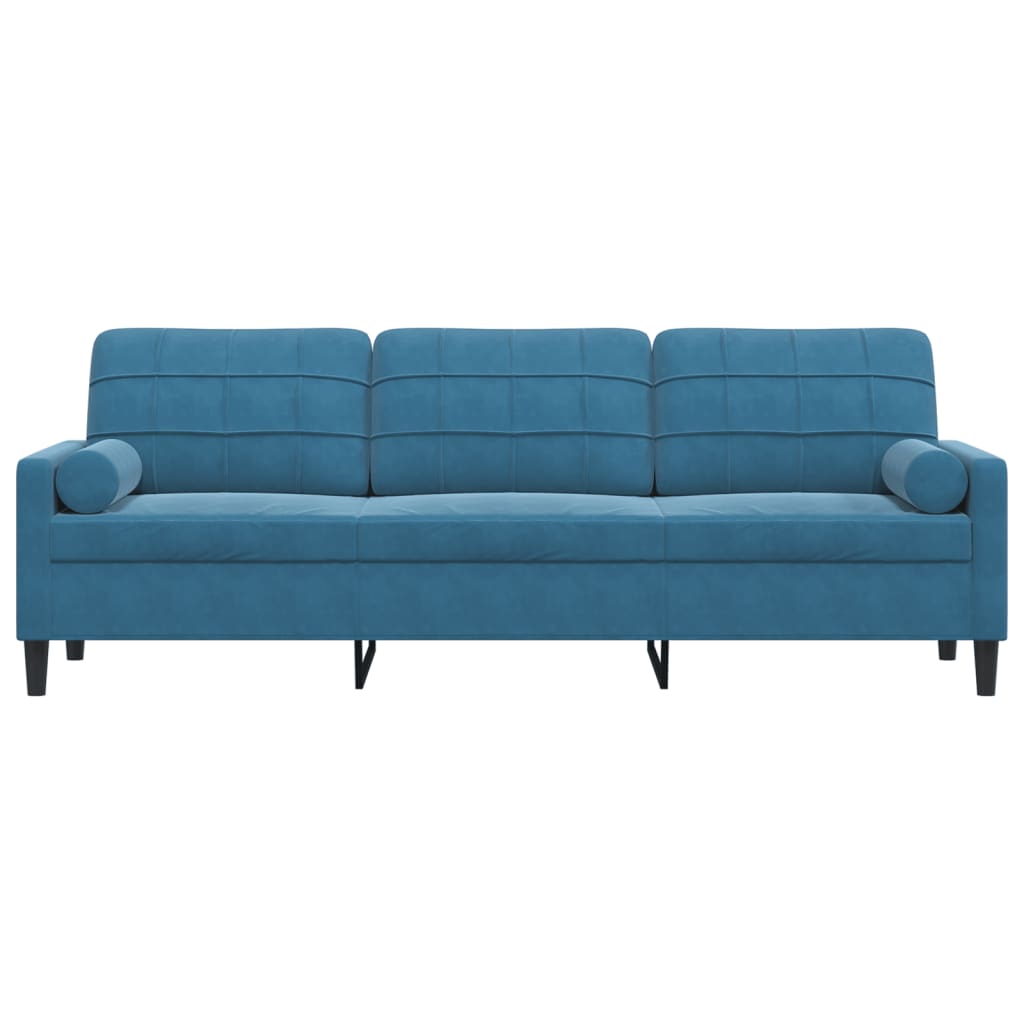 vidaXL Canapea cu 3 locuri cu pernuțe, albastru, 210 cm, catifea vidaXL Canapea cu 3 locuri cu pernuțe, albastru, 210 cm, catifea