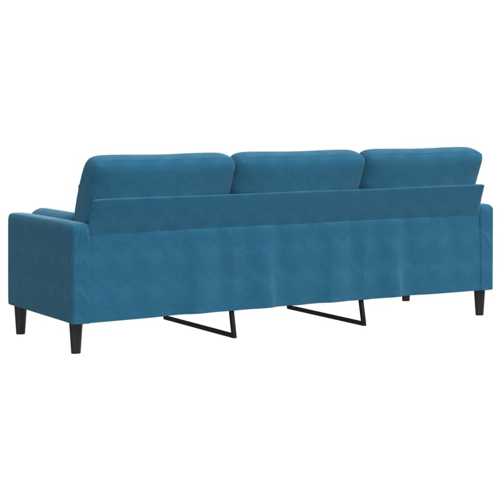 vidaXL Canapea cu 3 locuri cu pernuțe, albastru, 210 cm, catifea vidaXL Canapea cu 3 locuri cu pernuțe, albastru, 210 cm, catifea