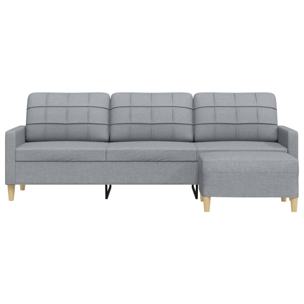 vidaXL Canapea cu 3 locuri și taburet, gri deschis, 210 cm, textil vidaXL Canapea cu 3 locuri și taburet, gri deschis, 210 cm, textil