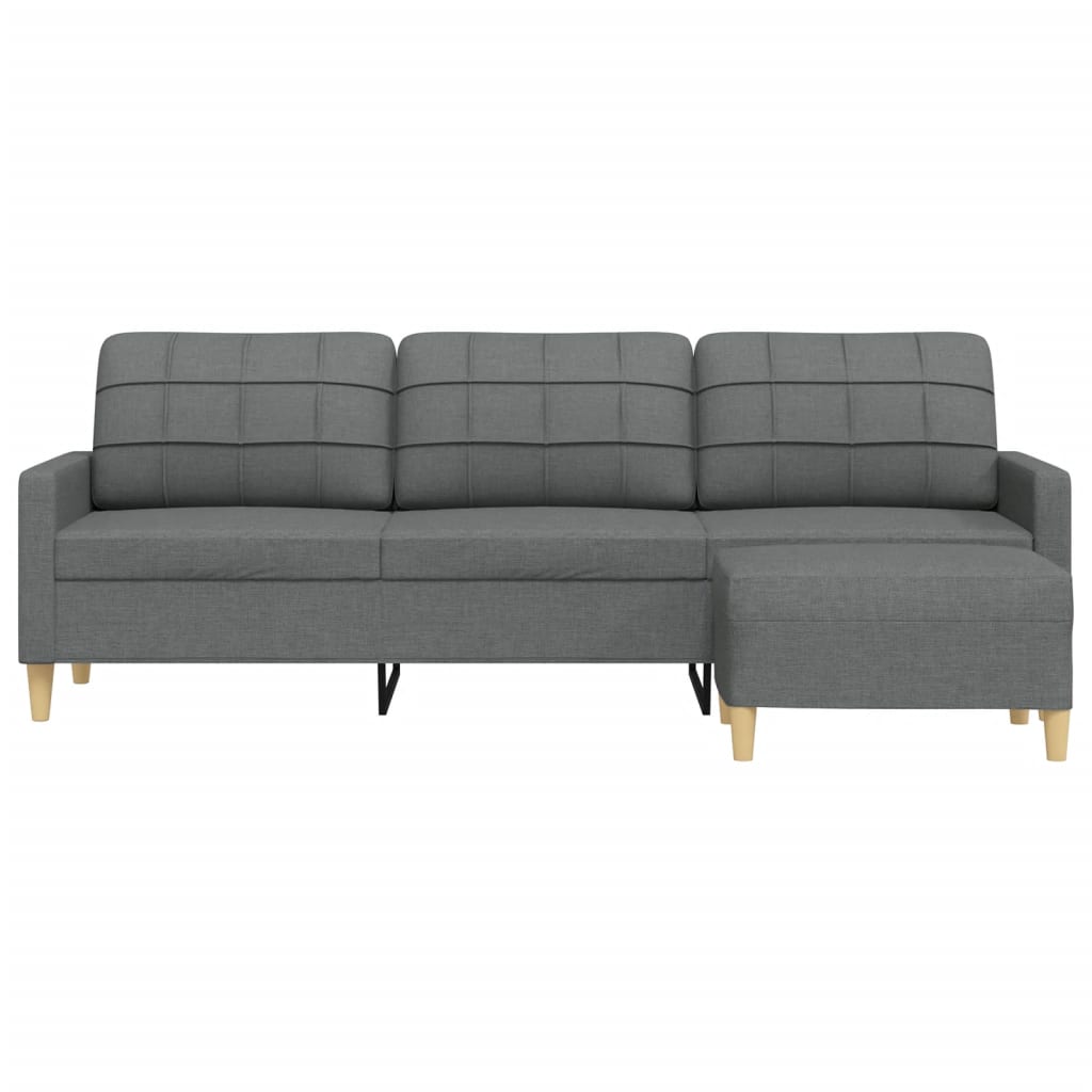 vidaXL Canapea cu 3 locuri și taburet, gri închis, 210 cm, textil vidaXL Canapea cu 3 locuri și taburet, gri închis, 210 cm, textil