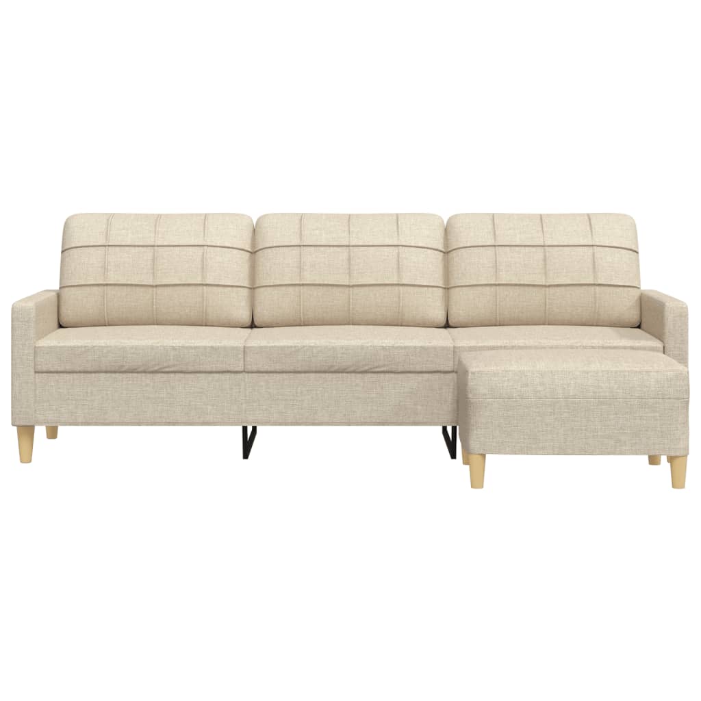 vidaXL Canapea cu 3 locuri și taburet, crem, 210 cm, textil vidaXL Canapea cu 3 locuri și taburet, crem, 210 cm, textil