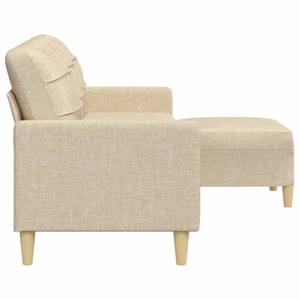 vidaXL Canapea cu 3 locuri și taburet, crem, 210 cm, textil vidaXL Canapea cu 3 locuri și taburet, crem, 210 cm, textil