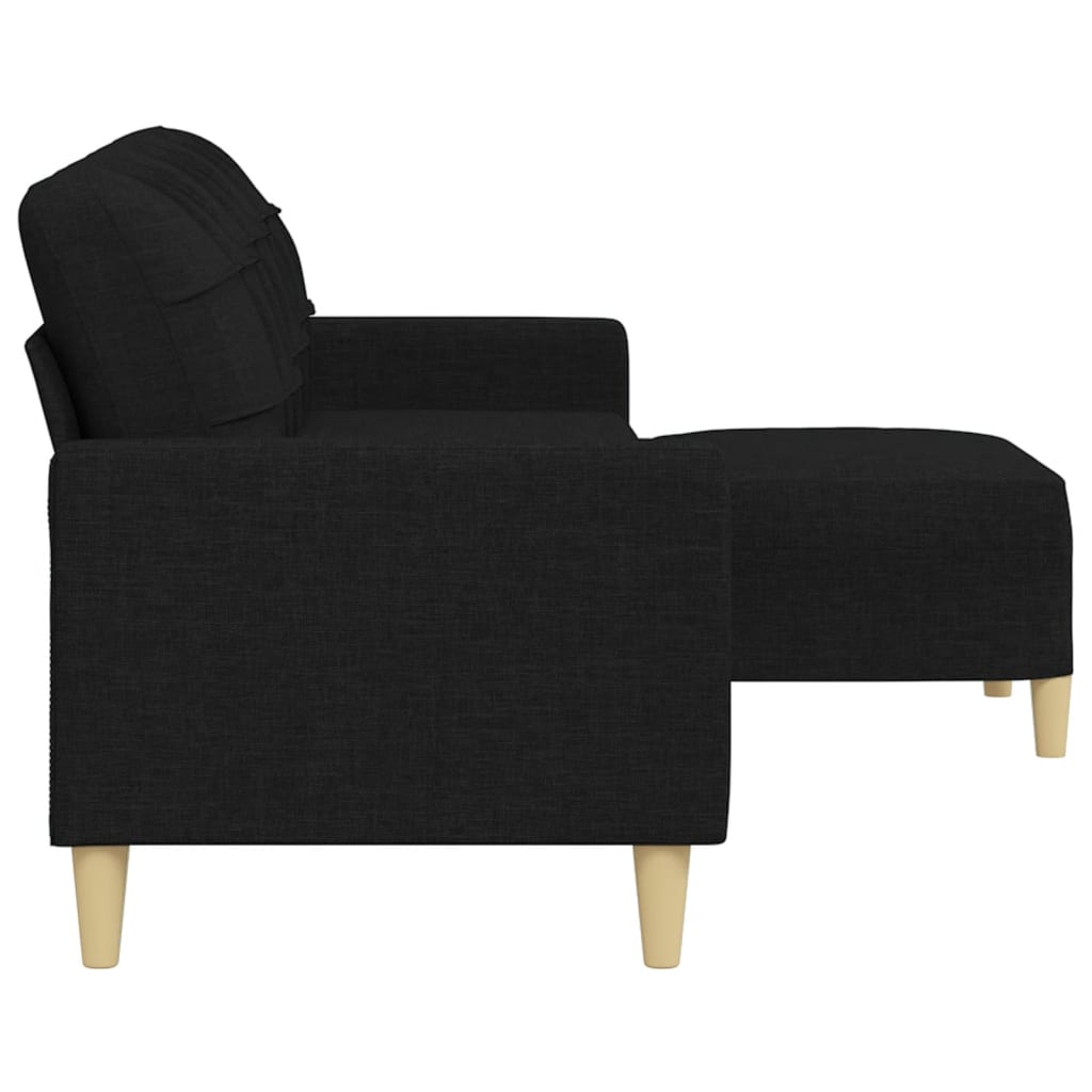 vidaXL Canapea cu 3 locuri și taburet, negru, 210 cm, textil vidaXL Canapea cu 3 locuri și taburet, negru, 210 cm, textil