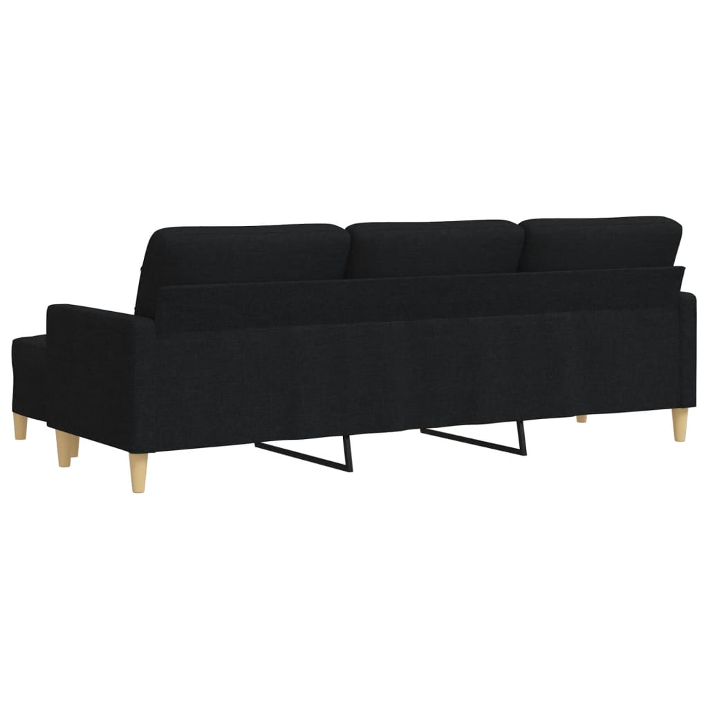 vidaXL Canapea cu 3 locuri și taburet, negru, 210 cm, textil vidaXL Canapea cu 3 locuri și taburet, negru, 210 cm, textil