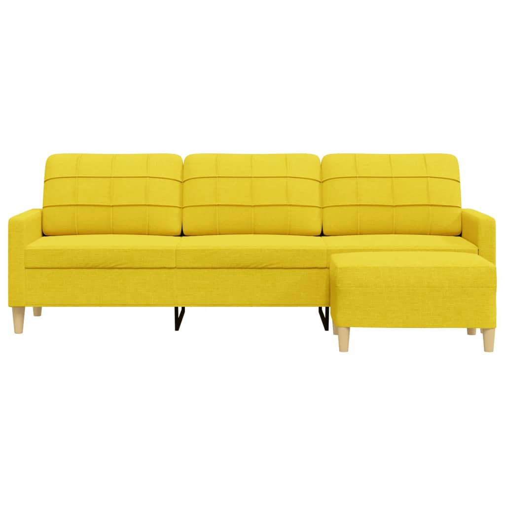 vidaXL Canapea cu 3 locuri și taburet, galben deschis, 210 cm, textil vidaXL Canapea cu 3 locuri și taburet, galben deschis, 210 cm, textil