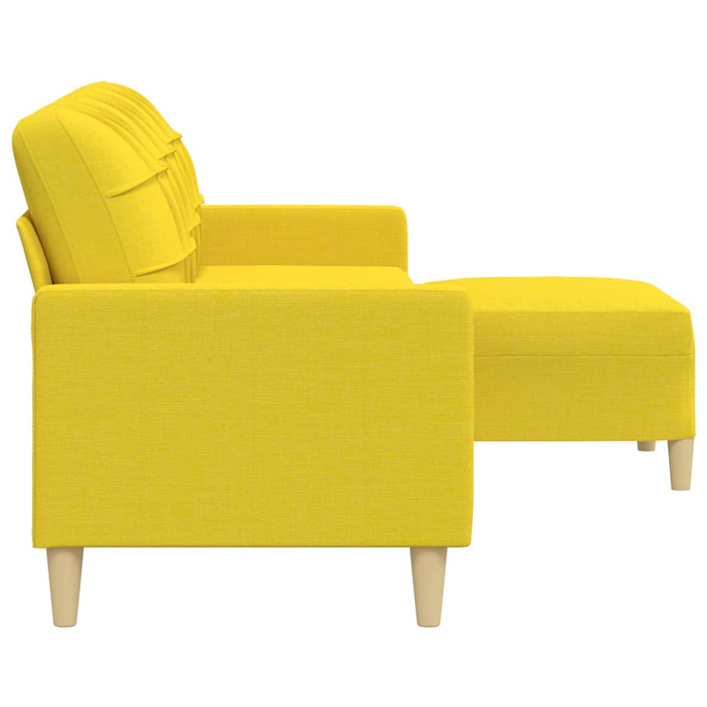 vidaXL Canapea cu 3 locuri și taburet, galben deschis, 210 cm, textil vidaXL Canapea cu 3 locuri și taburet, galben deschis, 210 cm, textil