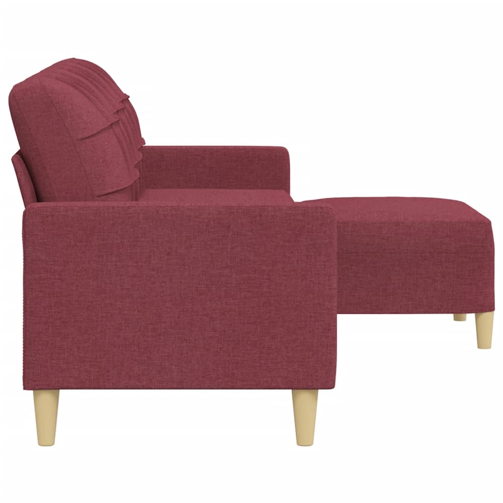 vidaXL Canapea cu 3 locuri și taburet, roșu vin, 210 cm, textil