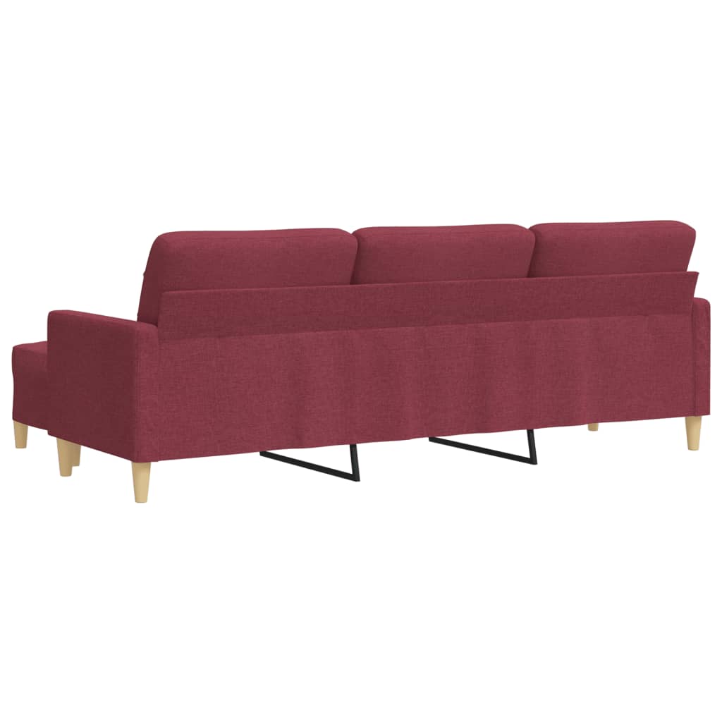 vidaXL Canapea cu 3 locuri și taburet, roșu vin, 210 cm, textil