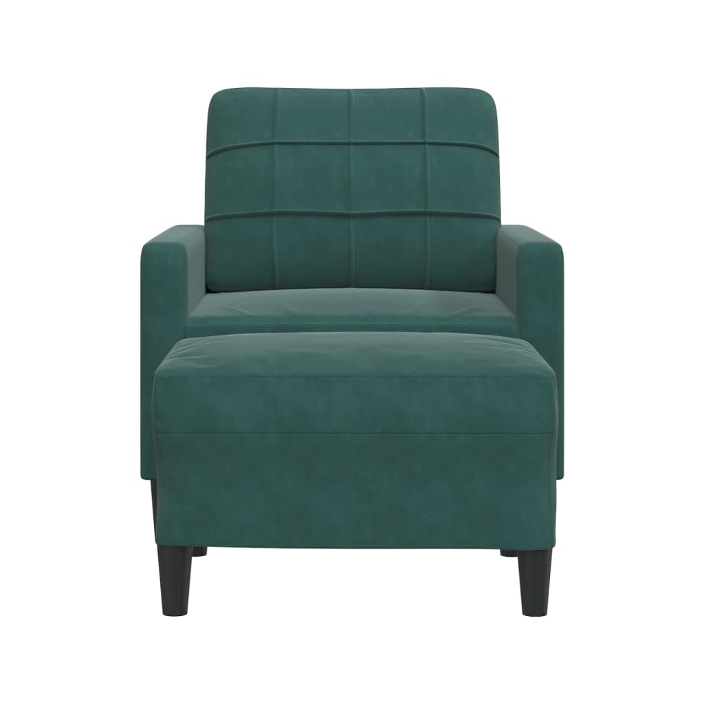 vidaXL Fotoliu canapea cu taburet, verde închis, 60 cm, catifea