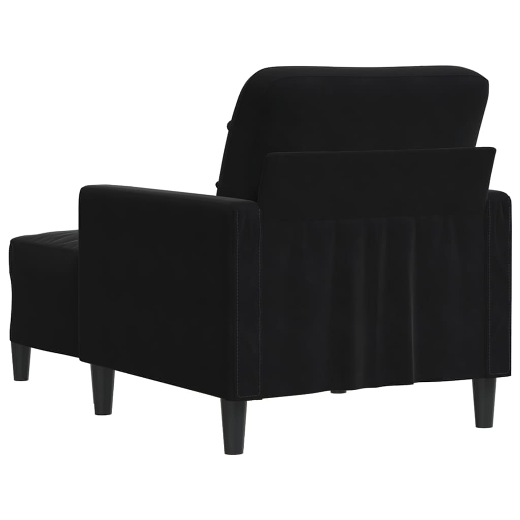 vidaXL Fotoliu canapea cu taburet, negru, 60 cm, catifea