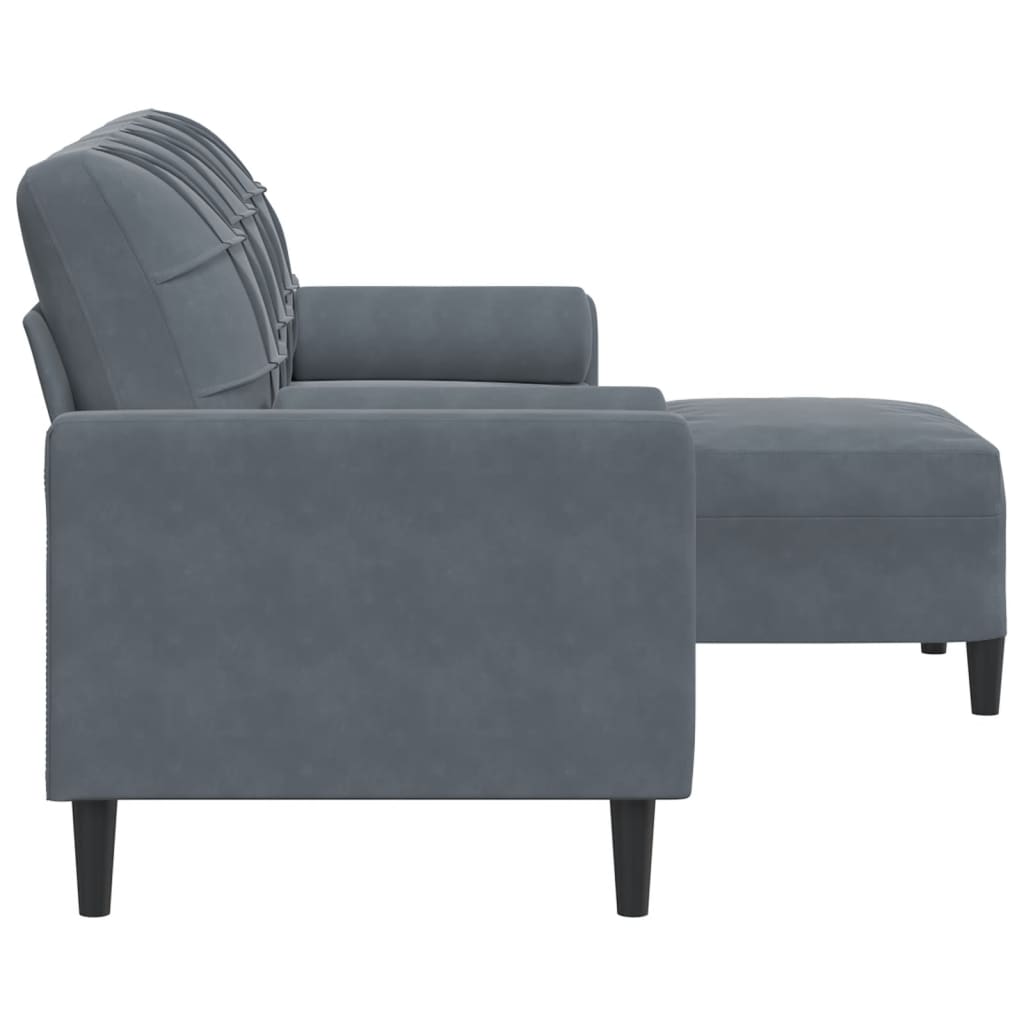 vidaXL Canapea cu 3 locuri și taburet, gri închis, 180 cm, catifea vidaXL Canapea cu 3 locuri și taburet, gri închis, 180 cm, catifea