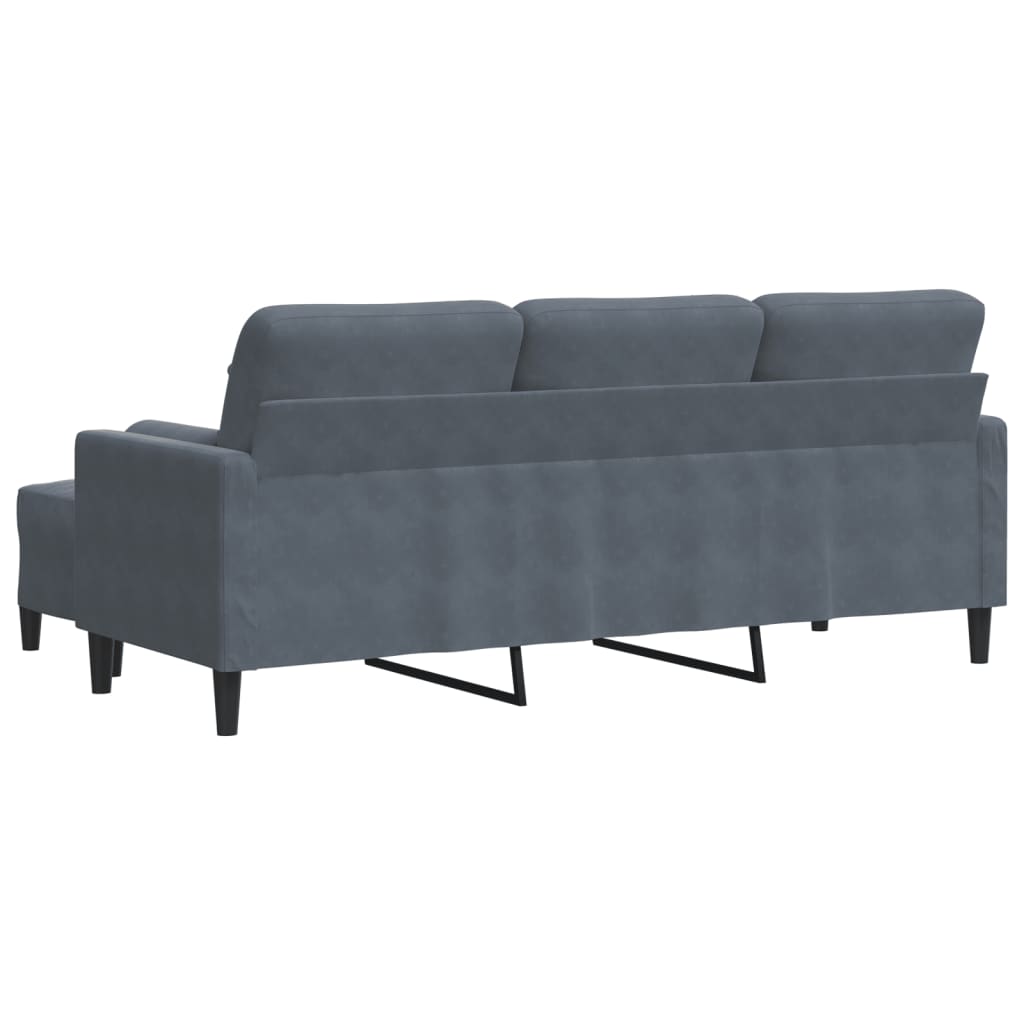 vidaXL Canapea cu 3 locuri și taburet, gri închis, 180 cm, catifea vidaXL Canapea cu 3 locuri și taburet, gri închis, 180 cm, catifea