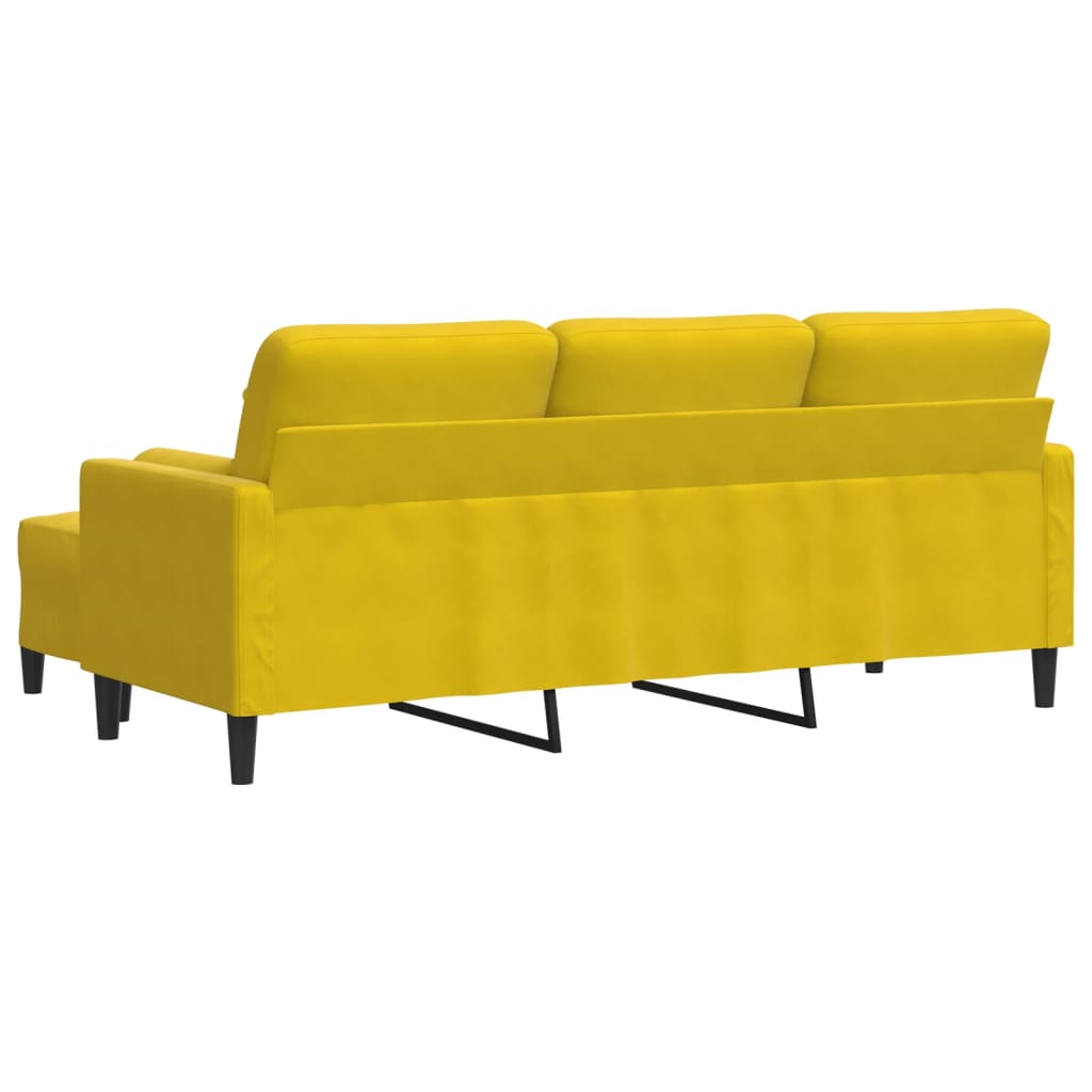vidaXL Canapea cu 3 locuri și taburet, galben, 180 cm, catifea vidaXL Canapea cu 3 locuri și taburet, galben, 180 cm, catifea