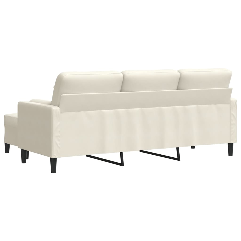 vidaXL Canapea cu 3 locuri și taburet, crem, 180 cm, catifea vidaXL Canapea cu 3 locuri și taburet, crem, 180 cm, catifea