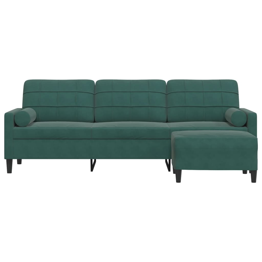 vidaXL Canapea cu 3 locuri și taburet, verde închis, 210 cm, catifea vidaXL Canapea cu 3 locuri și taburet, verde închis, 210 cm, catifea