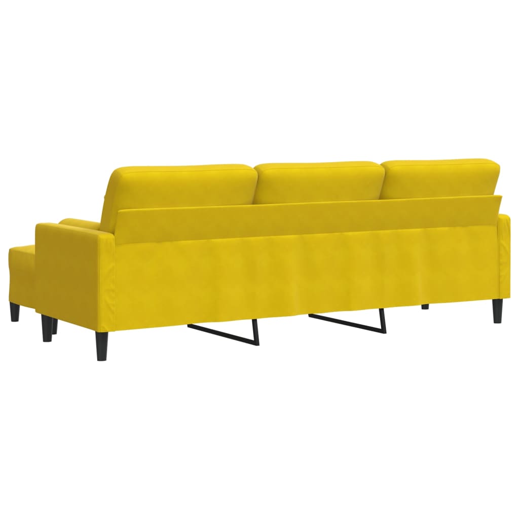 vidaXL Canapea cu 3 locuri și taburet, galben, 210 cm, catifea vidaXL Canapea cu 3 locuri și taburet, galben, 210 cm, catifea