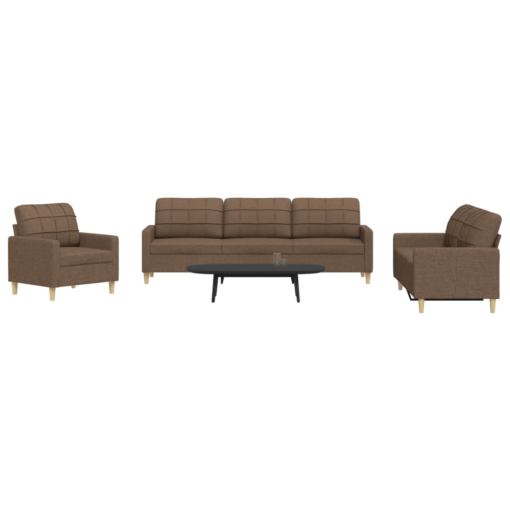 vidaXL Set de canapele, 3 piese, maro, textil vidaXL Set de canapele, 3 piese, maro, textil