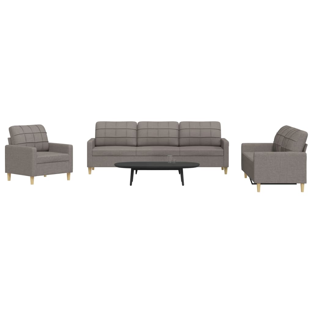 vidaXL Set de canapele, 3 piese, gri taupe, textil vidaXL Set de canapele, 3 piese, gri taupe, textil