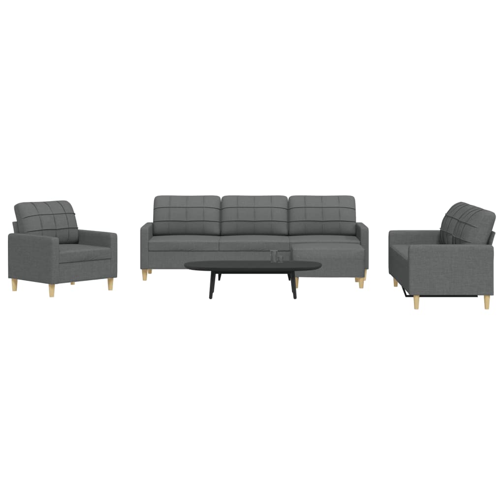vidaXL Set de canapele cu taburet, 4 piese, gri închis, textil vidaXL Set de canapele cu taburet, 4 piese, gri închis, textil