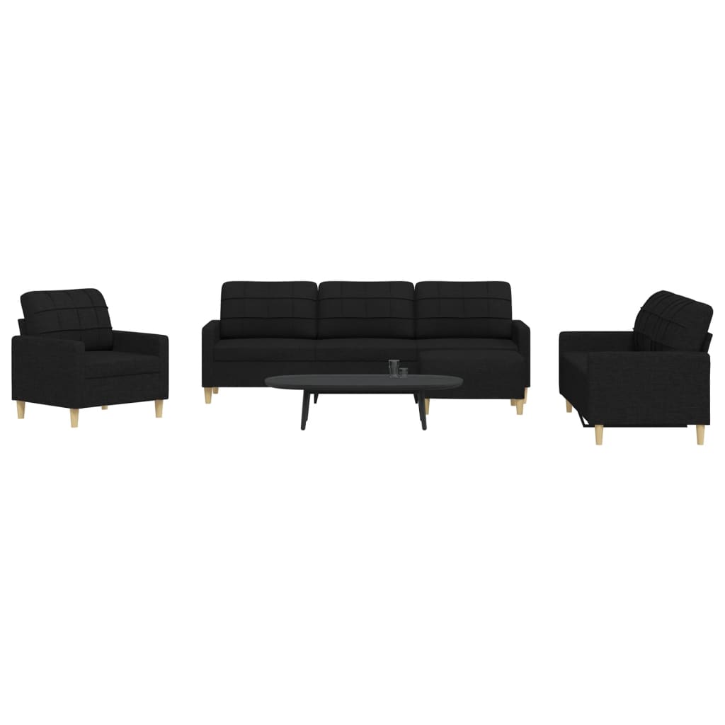 vidaXL Set de canapele cu taburet, 4 piese, negru, textil vidaXL Set de canapele cu taburet, 4 piese, negru, textil