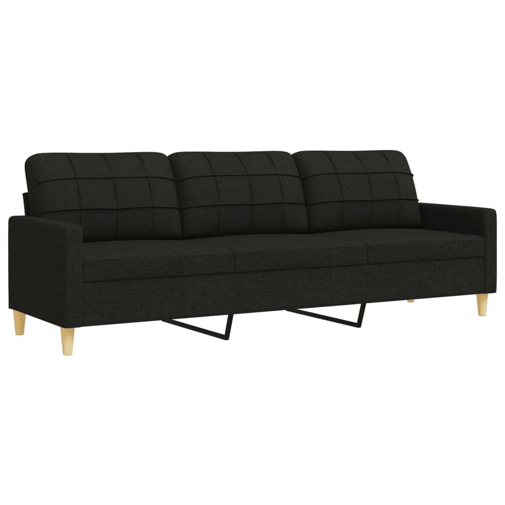 vidaXL Set de canapele cu perne decorative, 3 piese, negru, textil